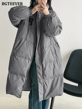BGTEEVER Žiemos Tirštėti Medvilnės-Paminkštintas Parkas Moterų Kietas Atsitiktinis Šiltas Apkarpytos Puffer Jacket Moteriška viršutinių drabužių siuvimas