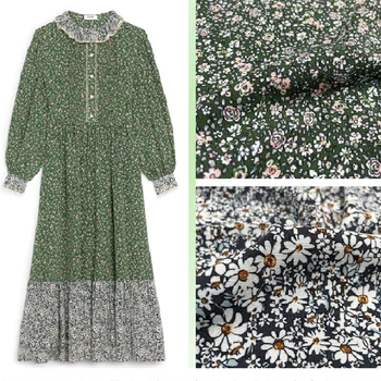 Gėlių atspausdintas poliesteris krepo de chine audinio moterų mados marškinėliai drabužių pižama 