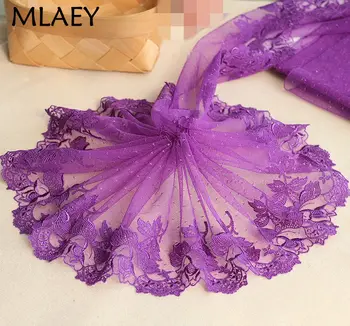 MLAEY 2Yards violetinė Išskirtinį Išsiuvinėti Gėlių Nėrinių Apdaila Aukštos Kokybės Nėrinių Audinys 